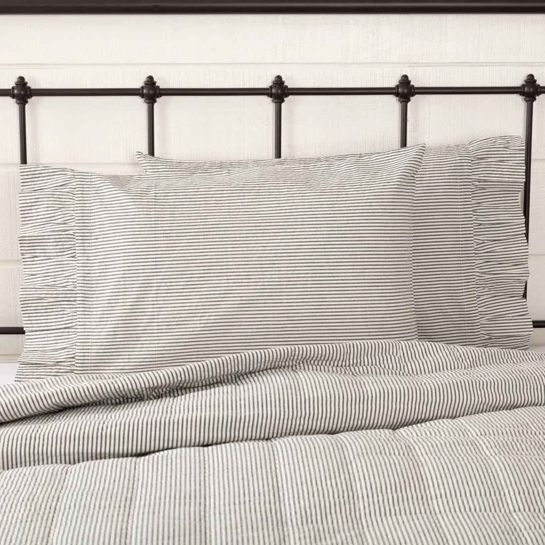 Portsmouth Blue Ticking Stripe Pillow Case Set