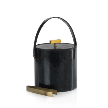 Leather Ice Bucket w/Tong