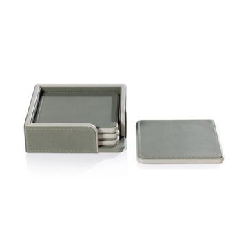 Leather Coasters with Tray (Set of 4)