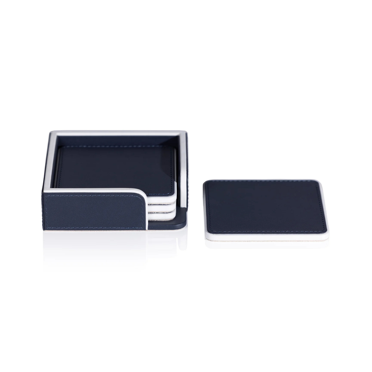Leather Coasters with Tray (Set of 4)