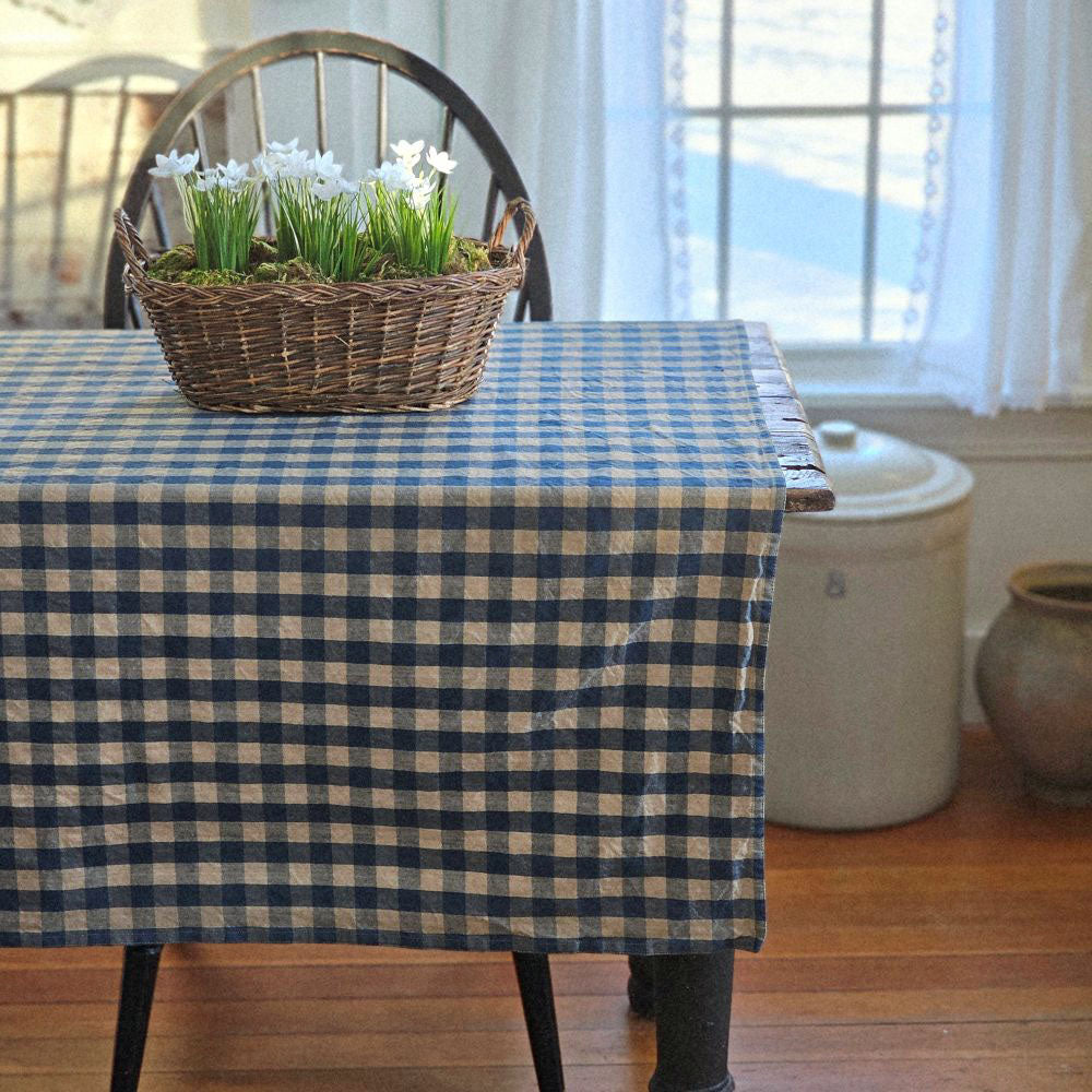Rustic Blue Check Tablecloth