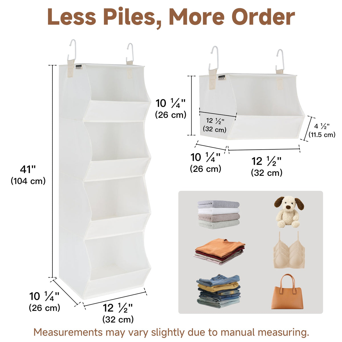 Hanging Closet Organizer, Trapezoid Shelf Design