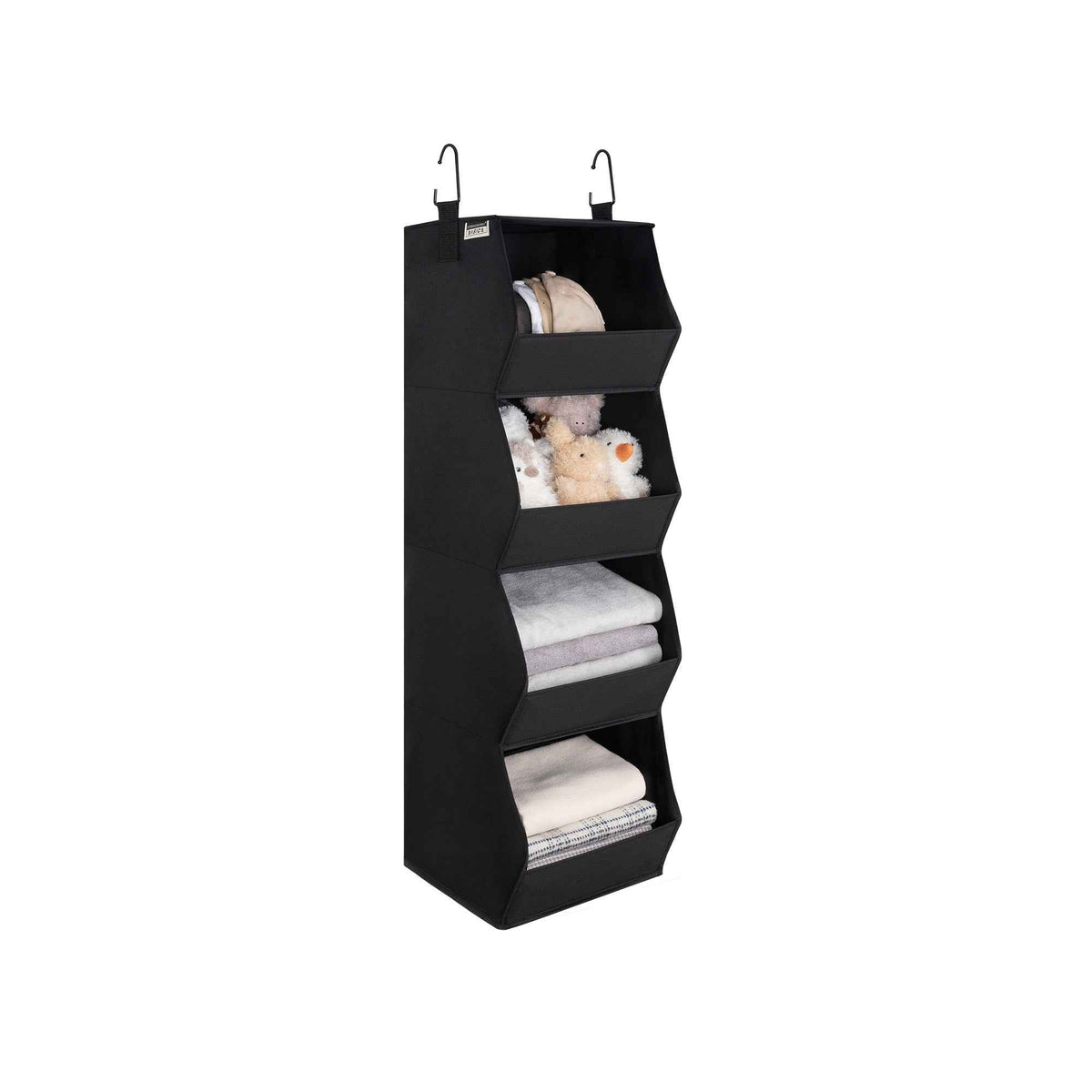 Hanging Closet Organizer, Trapezoid Shelf Design