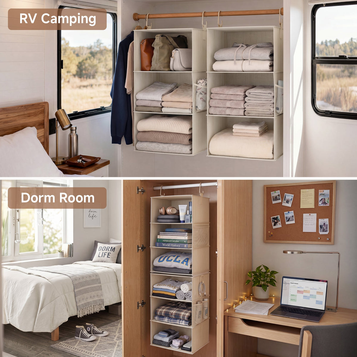 6-Shelf Closet Organizer, Splits into Two 3-Shelf Units