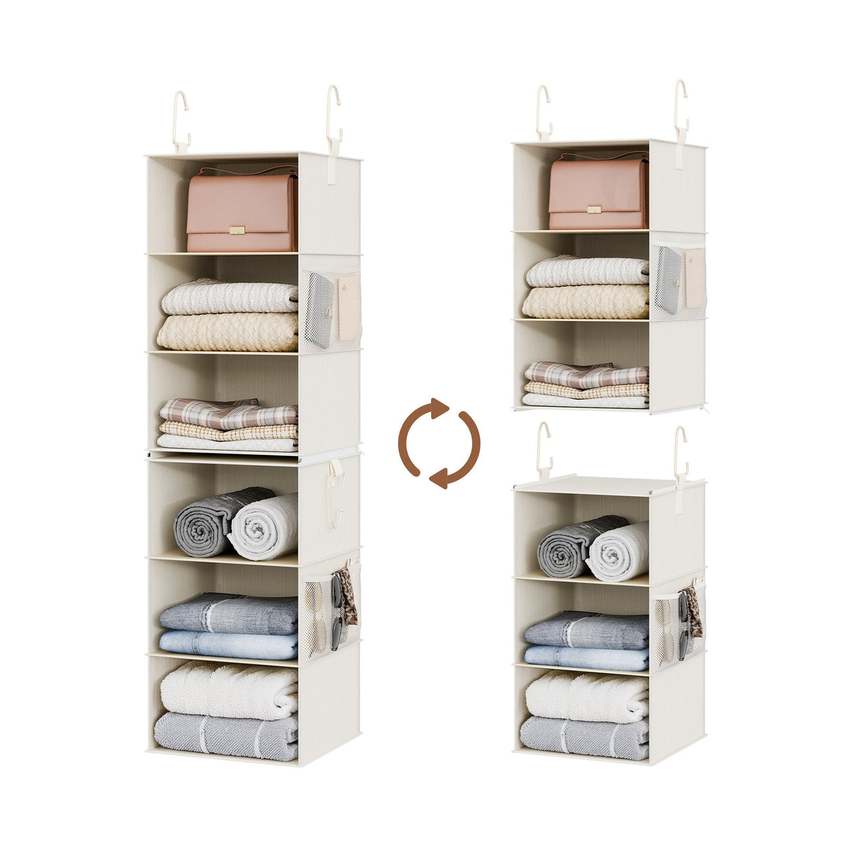 6-Shelf Closet Organizer, Splits into Two 3-Shelf Units