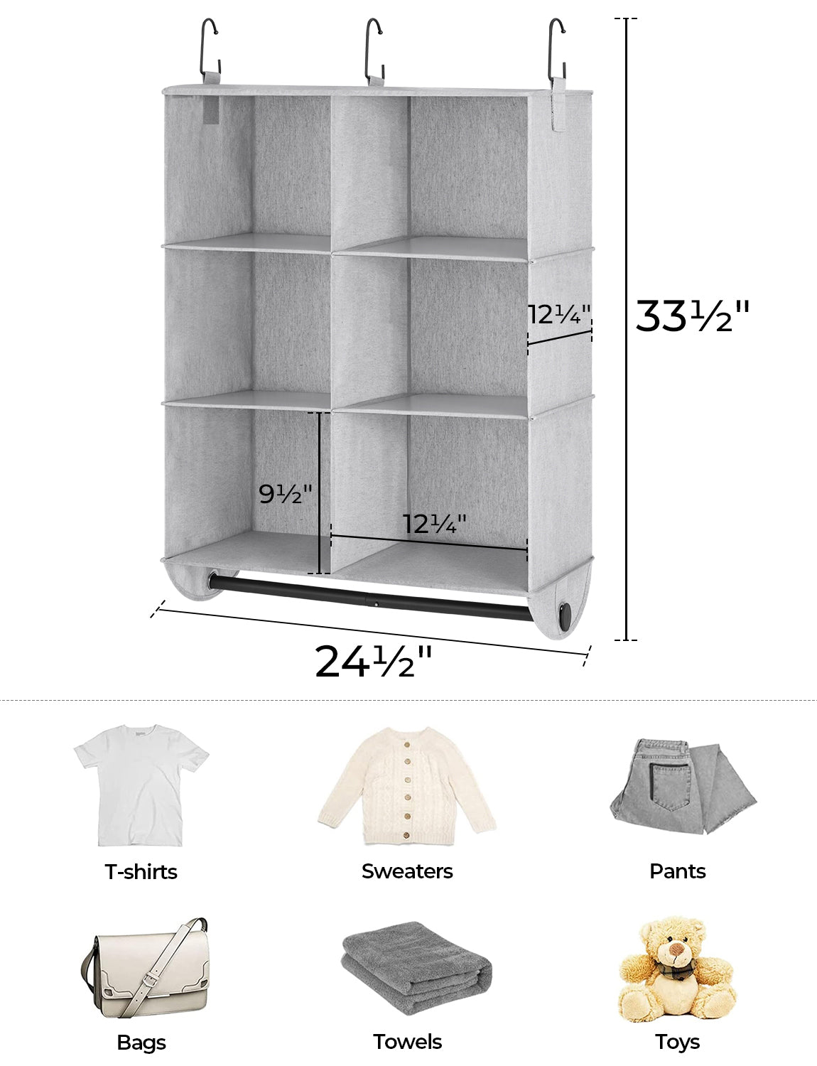 Hanging Closet Organizer with Garment Rod
