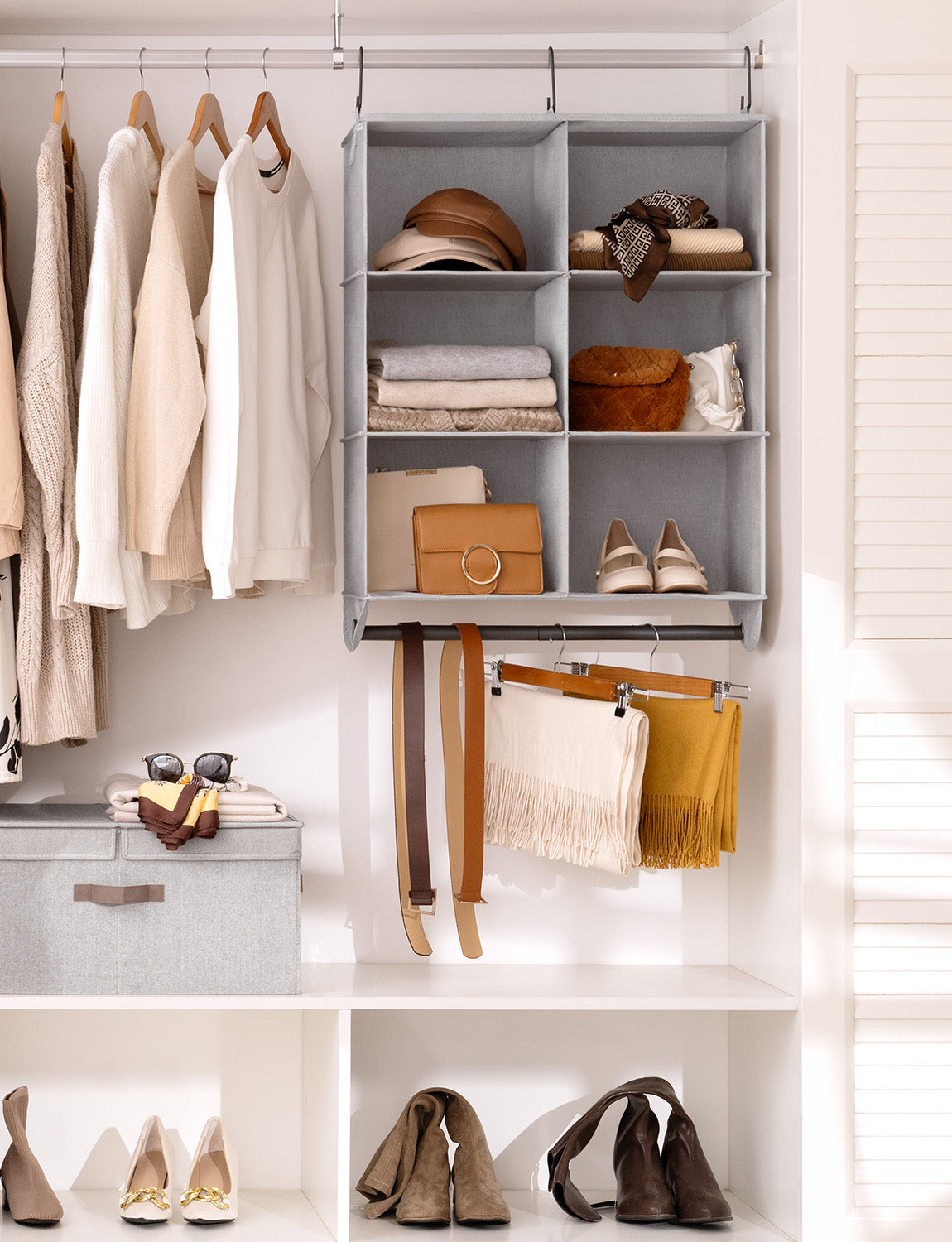Hanging Closet Organizer with Garment Rod