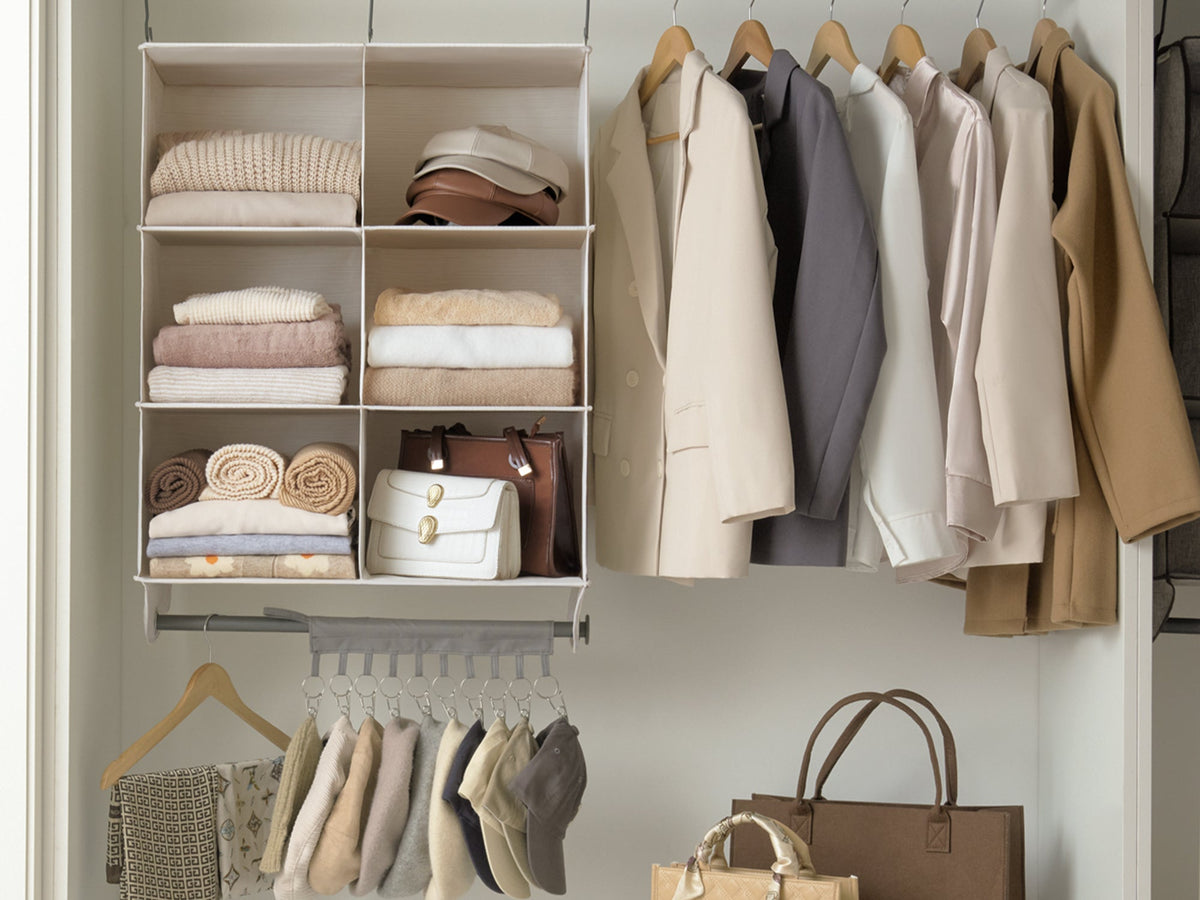 Hanging Closet Organizer with Garment Rod