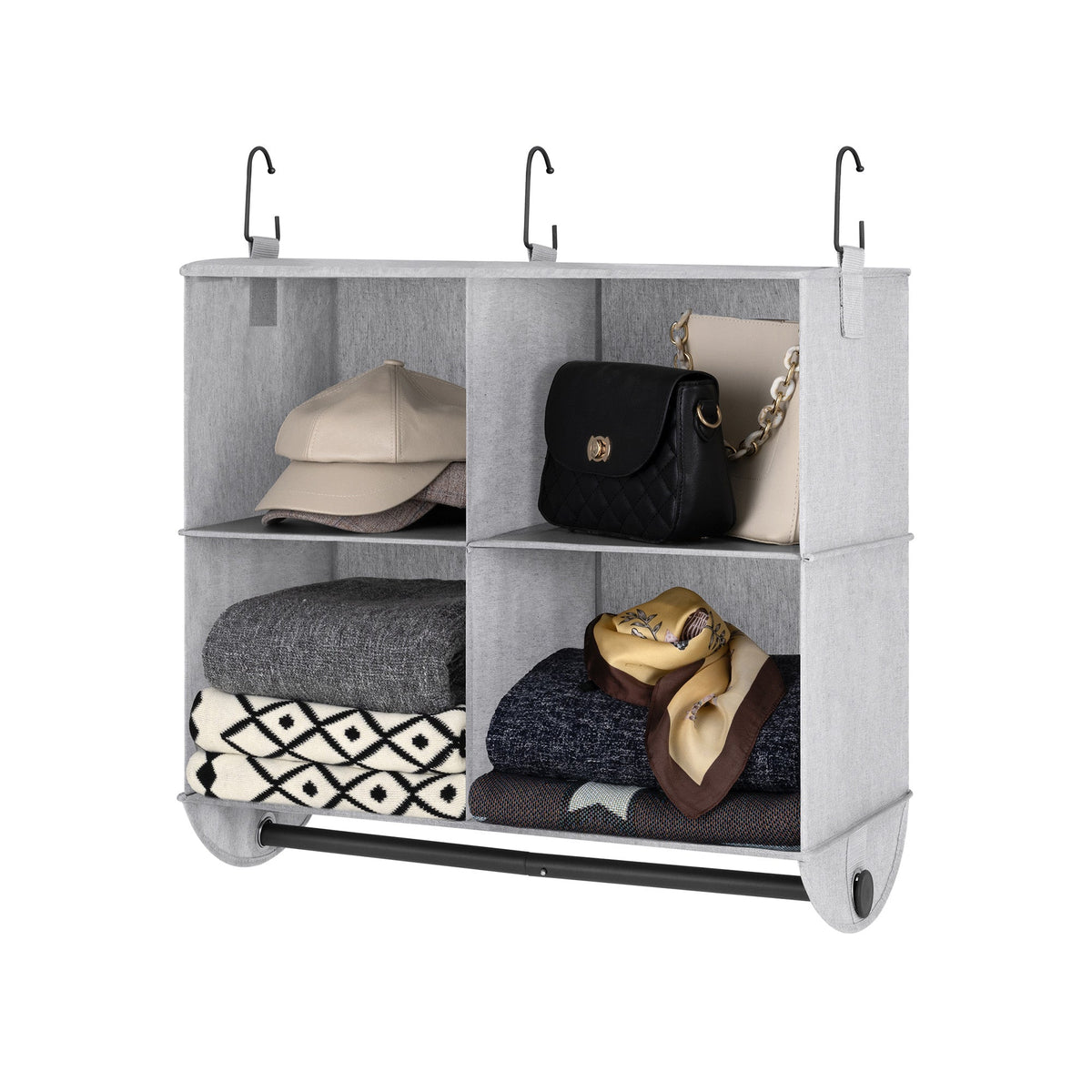 Hanging Closet Organizer with Garment Rod