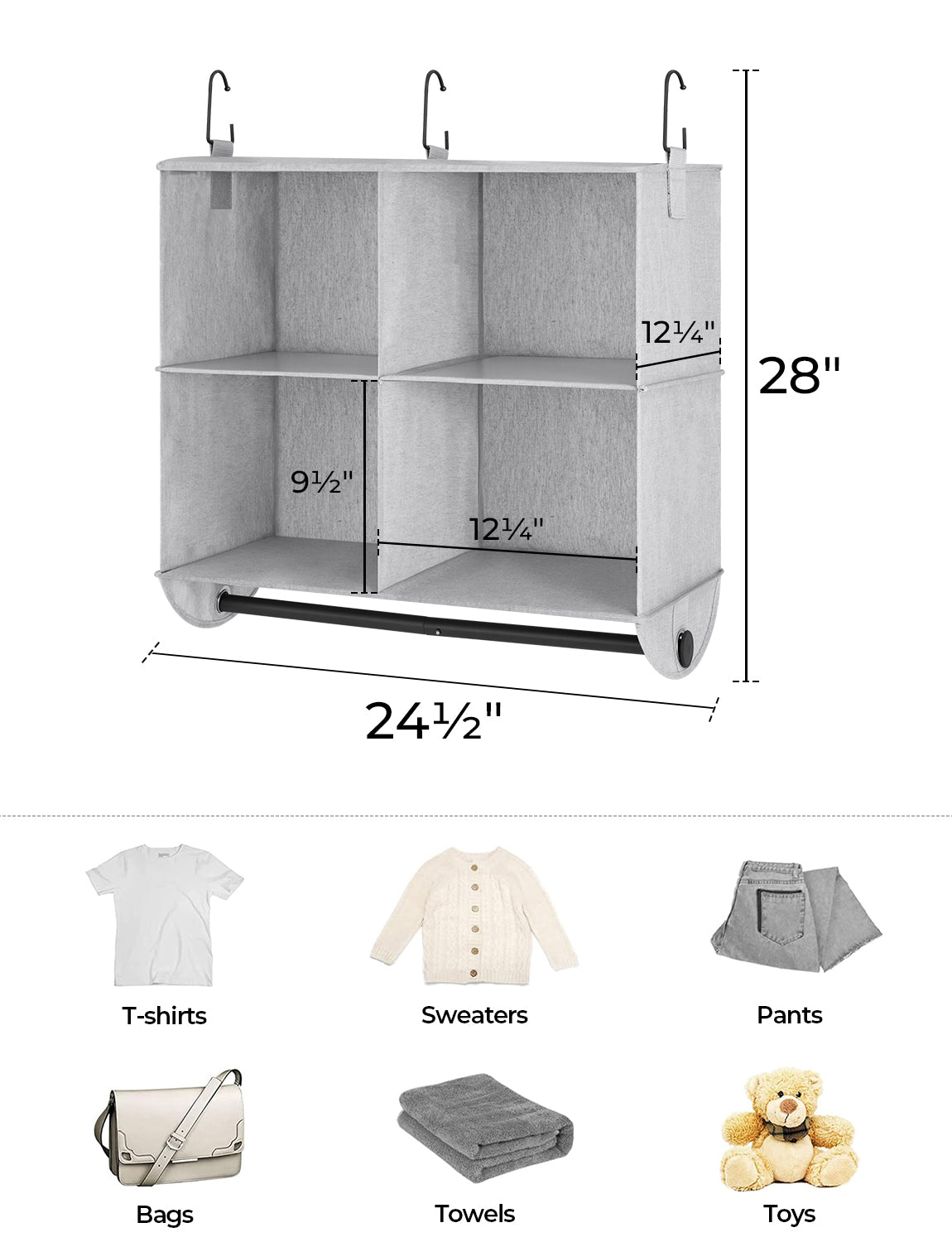 Hanging Closet Organizer with Garment Rod