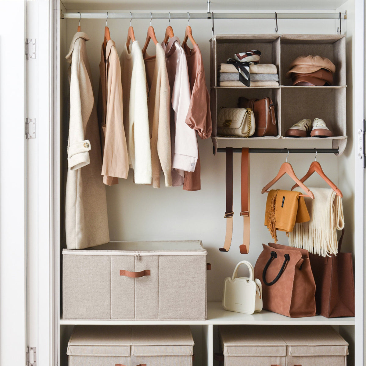 Hanging Closet Organizer with Garment Rod