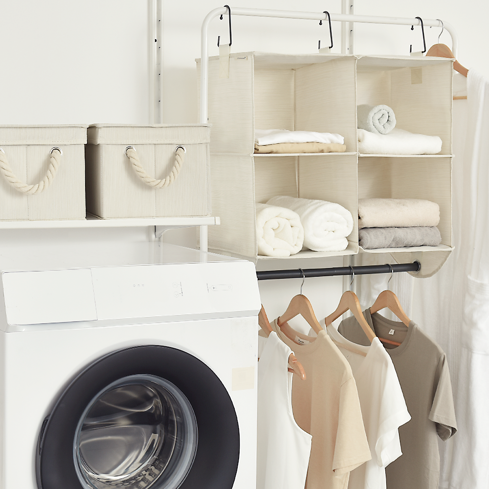 Hanging Closet Organizer with Garment Rod