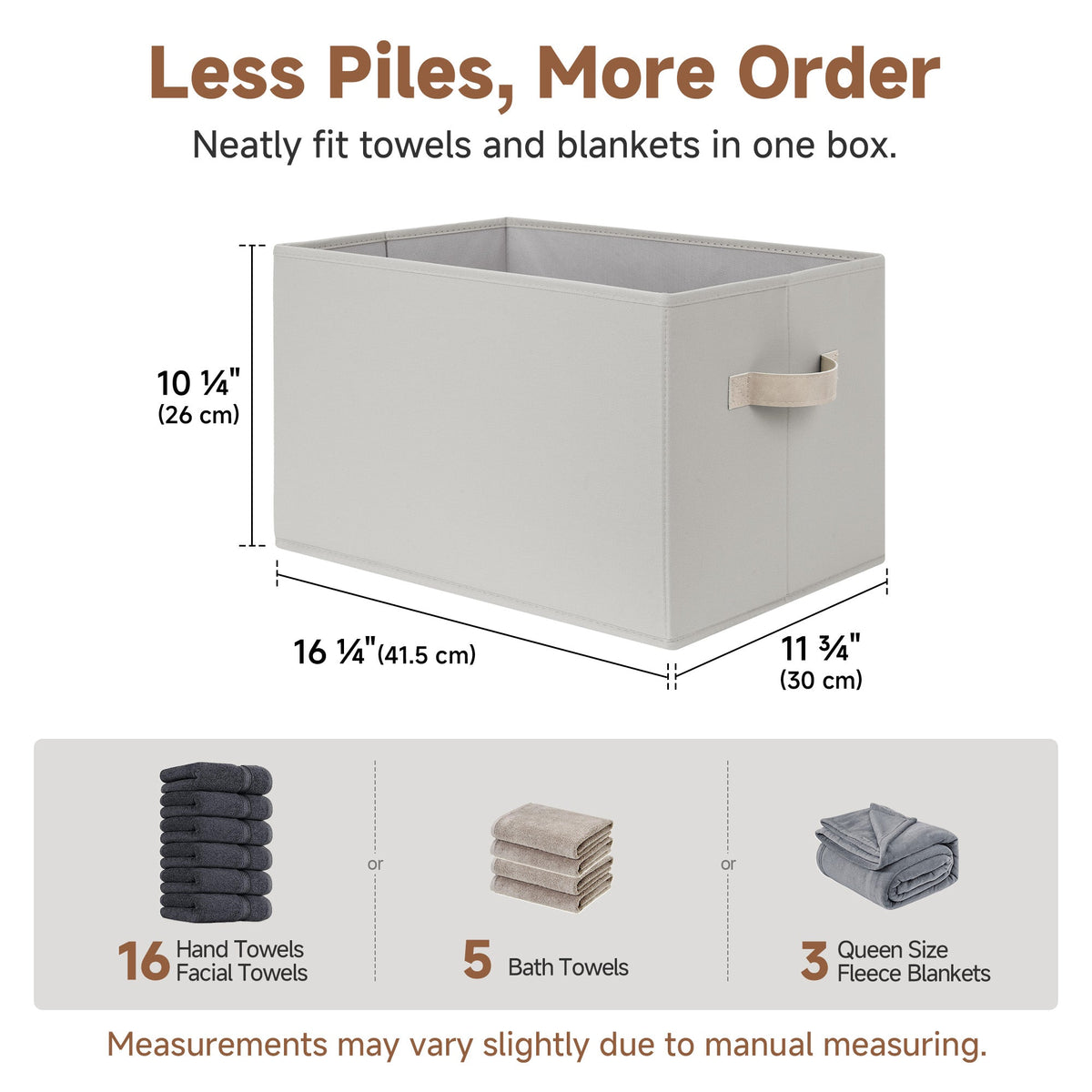Fabric Storage Bins with Built-In Handles, Set of 3