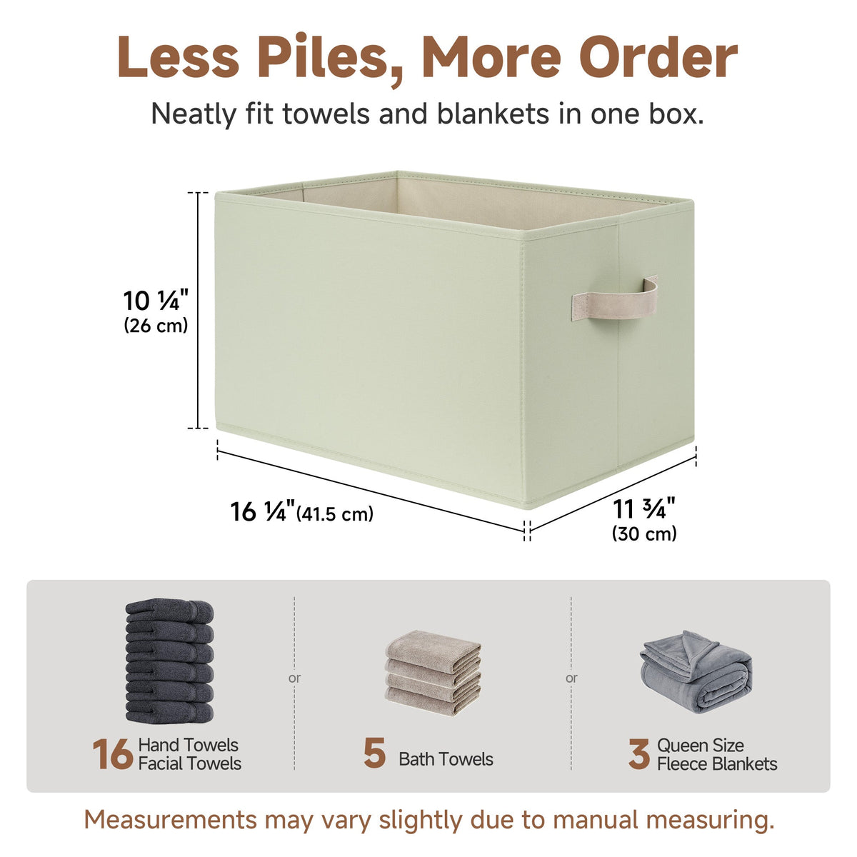 Fabric Storage Bins with Built-In Handles, Set of 3