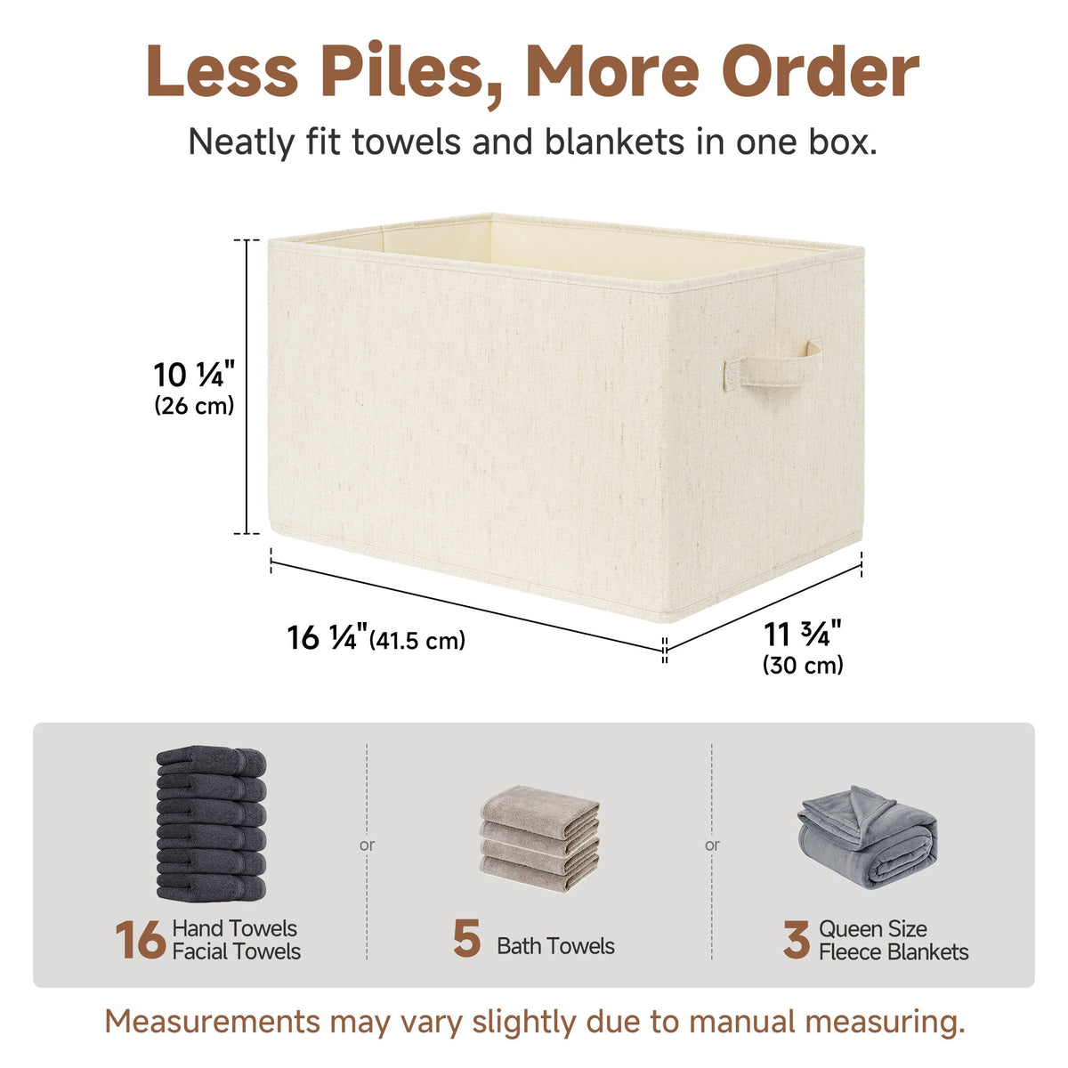 Fabric Storage Bins for Closet Shelves, Set of 3