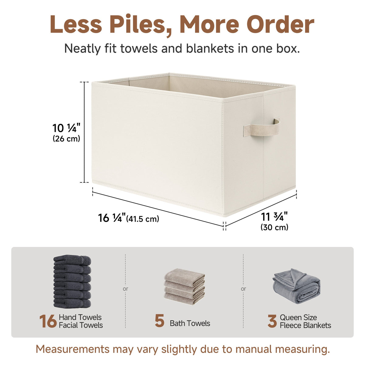 Fabric Storage Bins with Built-In Handles, Set of 3