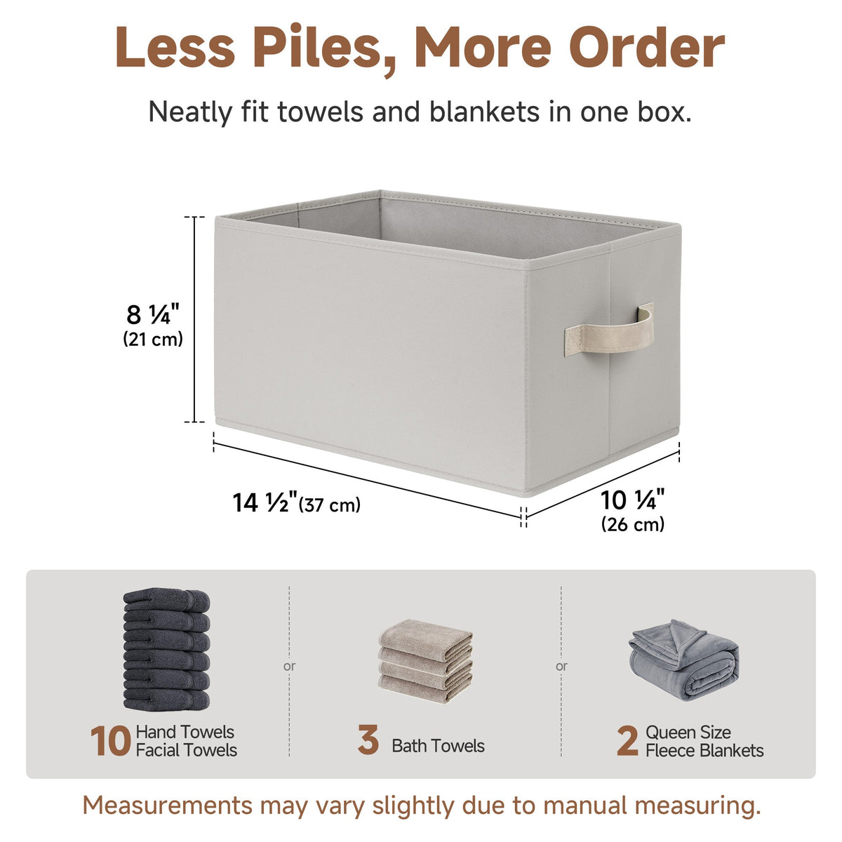 Fabric Storage Bins with Built-In Handles, Set of 3