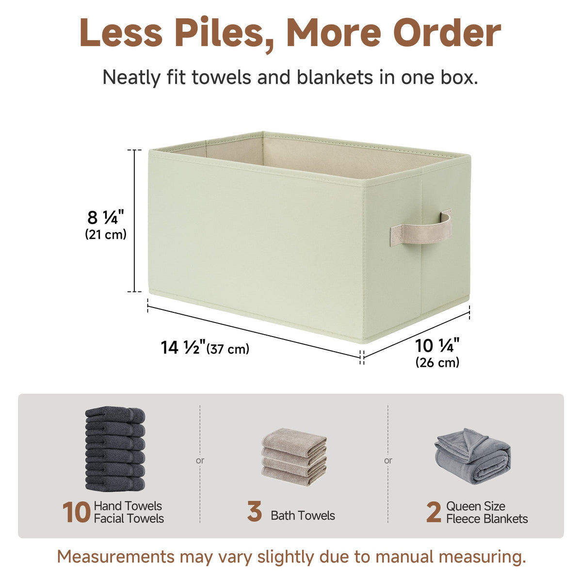 Fabric Storage Bins with Built-In Handles, Set of 3