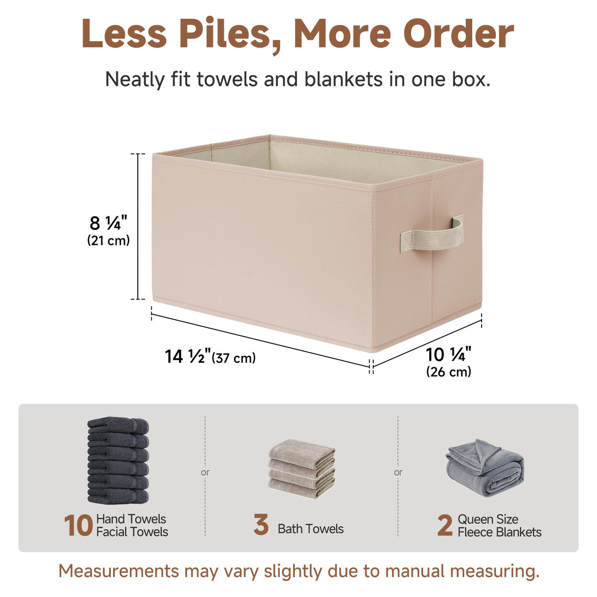 Fabric Storage Bins with Built-In Handles, Set of 3