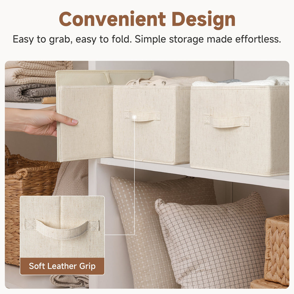 Fabric Storage Bins for Closet Shelves, Set of 3