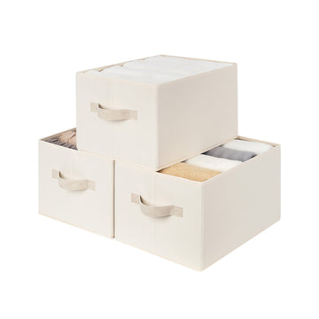 Fabric Storage Bins with Built-In Handles, Set of 3