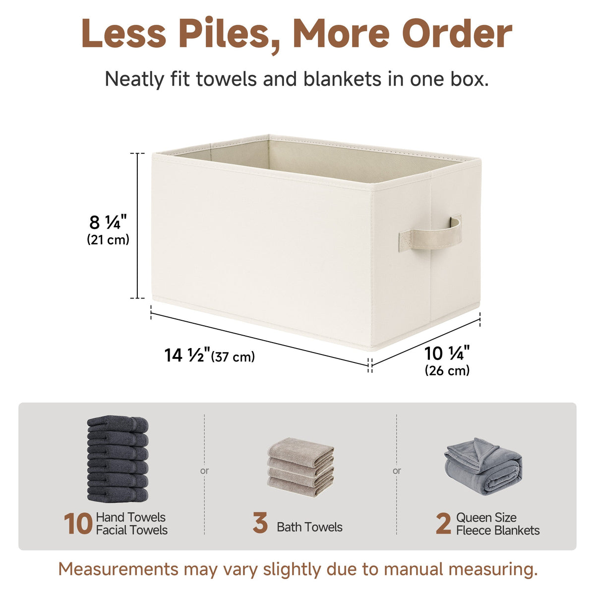 Fabric Storage Bins with Built-In Handles, Set of 3