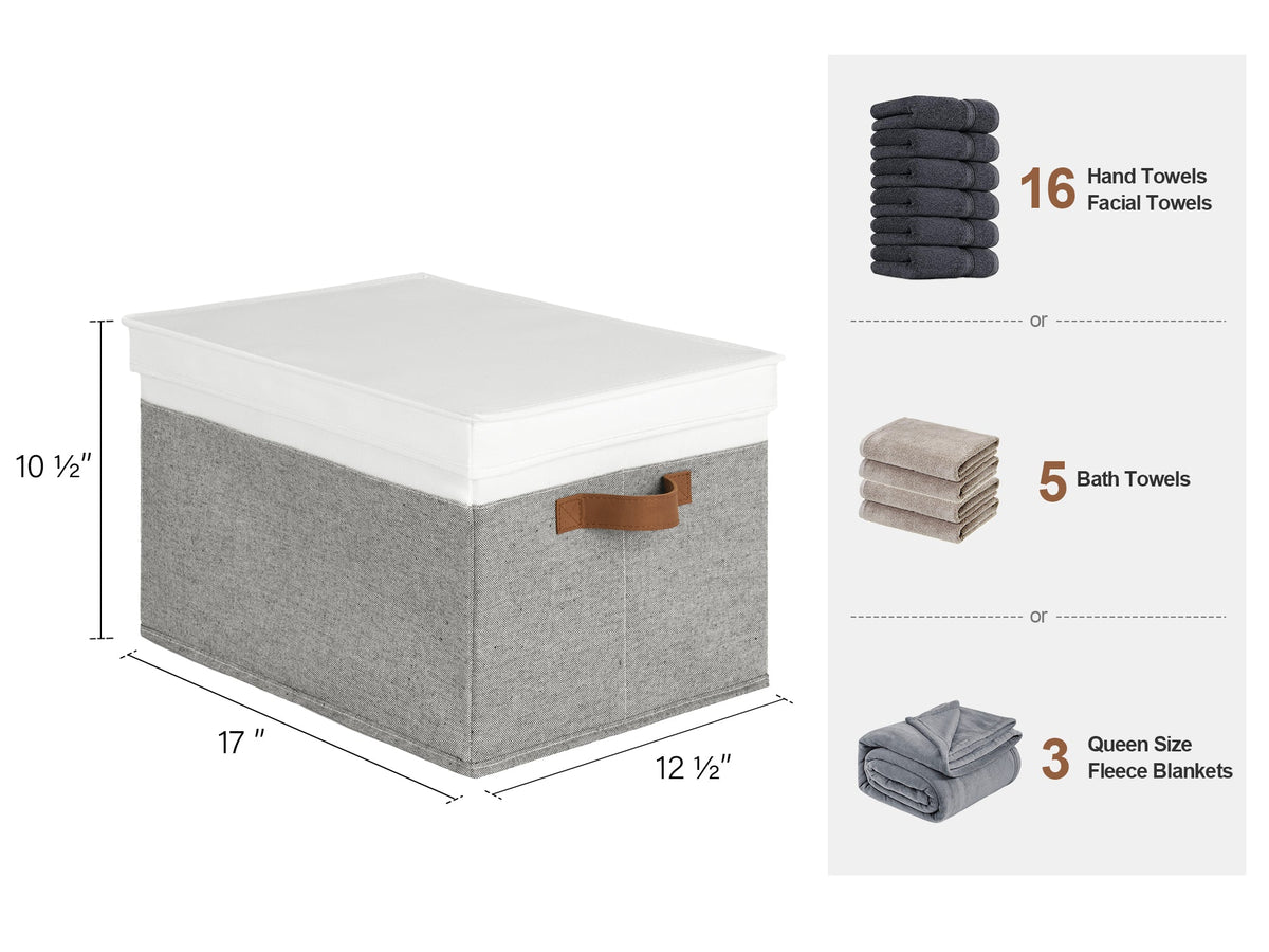 Lidded Large Storage Bins, Two-Tone Design, Set of 3