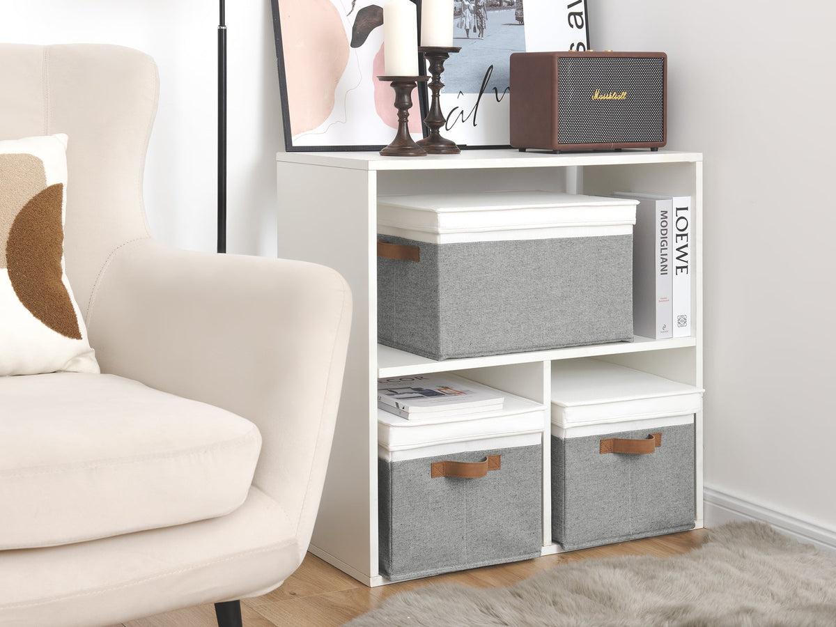 Lidded Large Storage Bins, Two-Tone Design, Set of 3