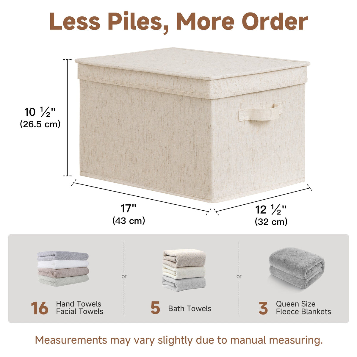 Rustic Linen Lidded Storage Bins, Set of 3
