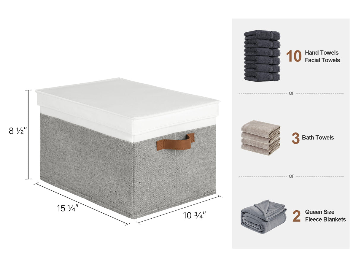 Lidded Large Storage Bins, Two-Tone Design, Set of 3