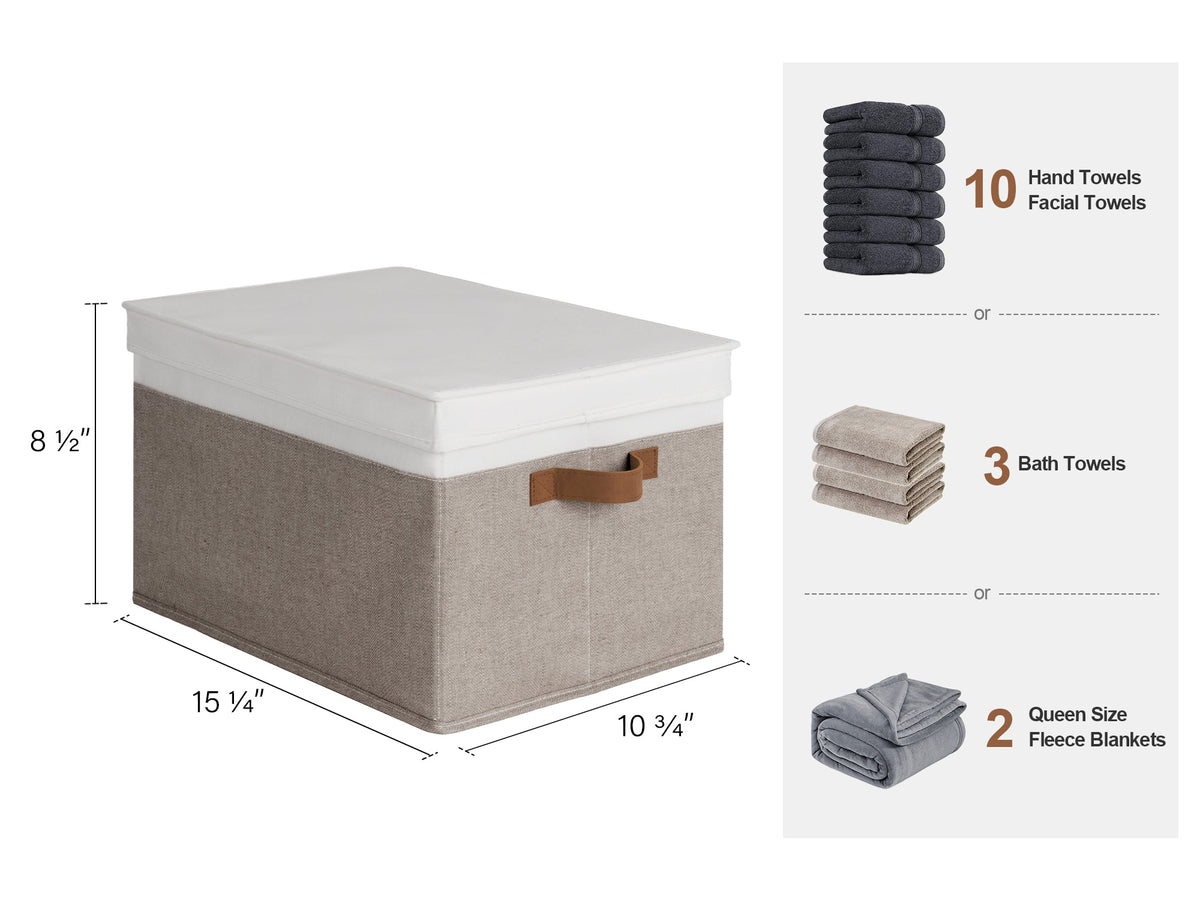 Lidded Large Storage Bins, Two-Tone Design, Set of 3
