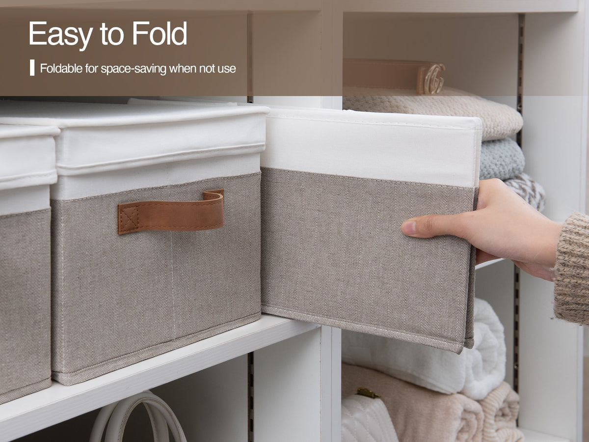 Lidded Large Storage Bins, Two-Tone Design, Set of 3