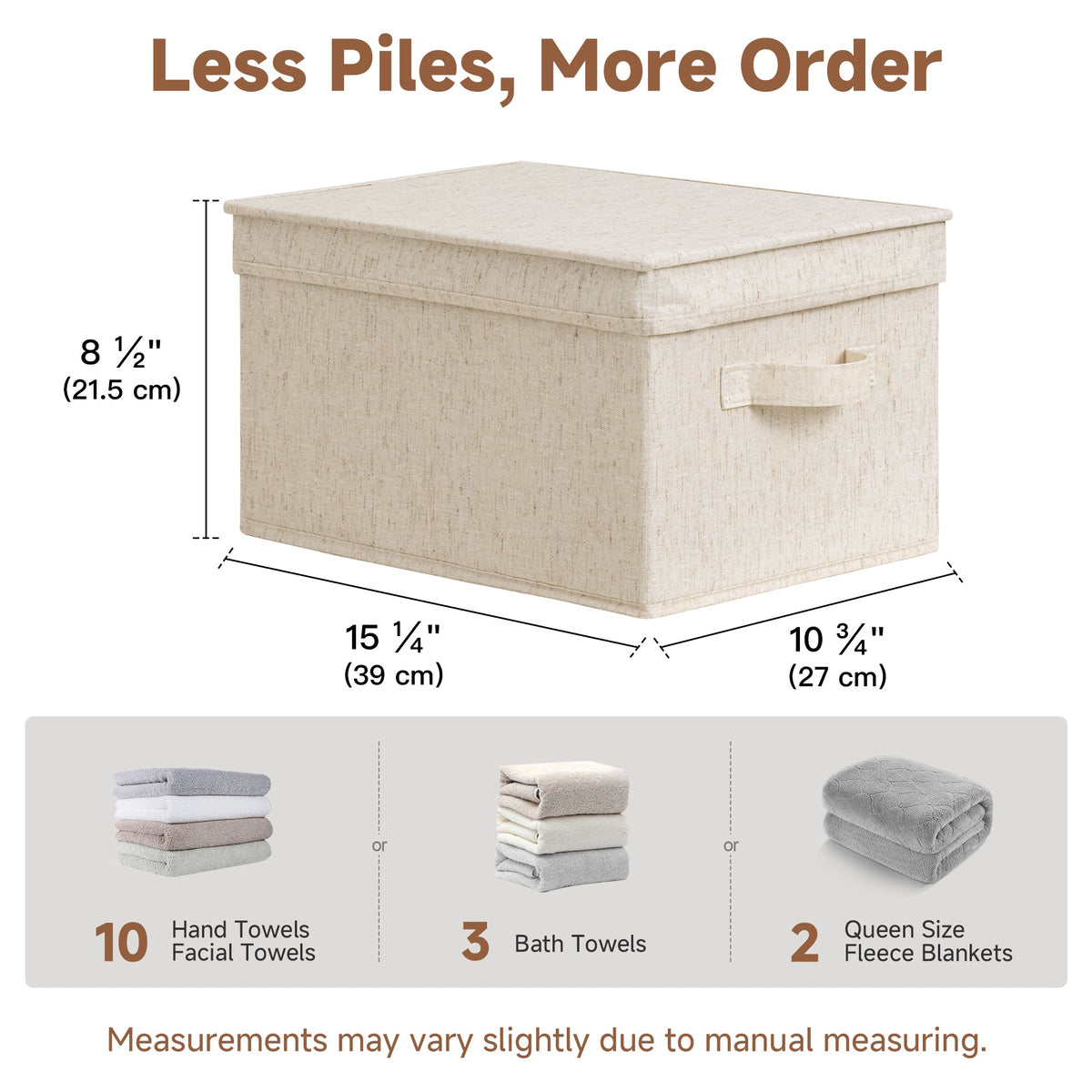 Rustic Linen Lidded Storage Bins, Set of 3