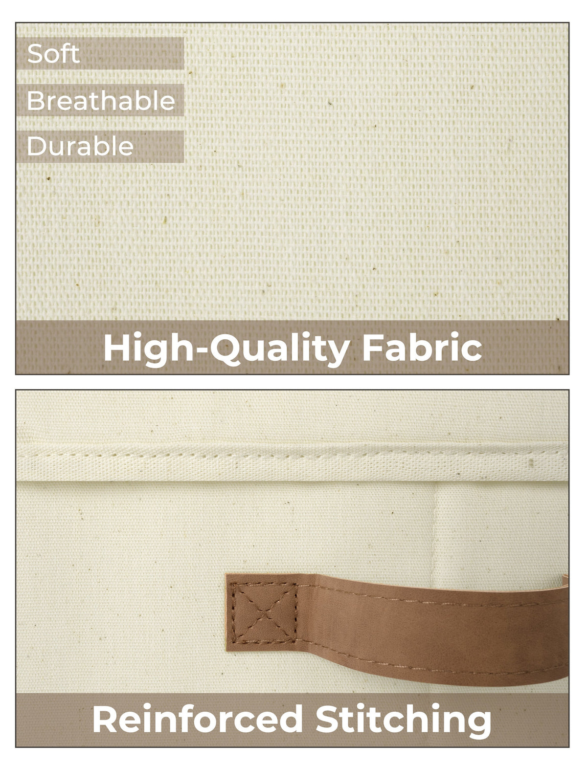 Solid Color Lidded Fabric Storage Bins with PU Handles, Set of 3