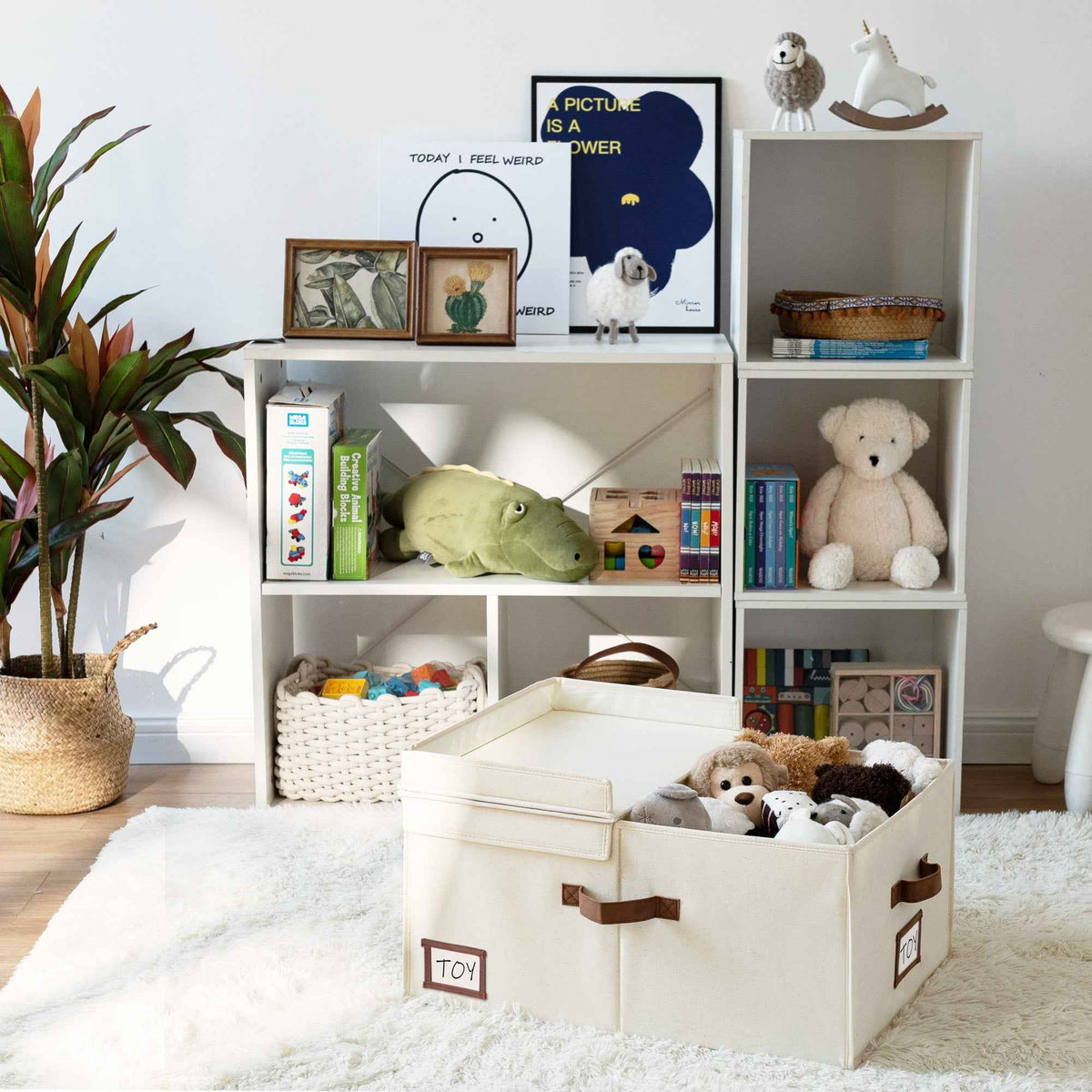 Extra Large Fabric Storage Bins with Lids, 55L