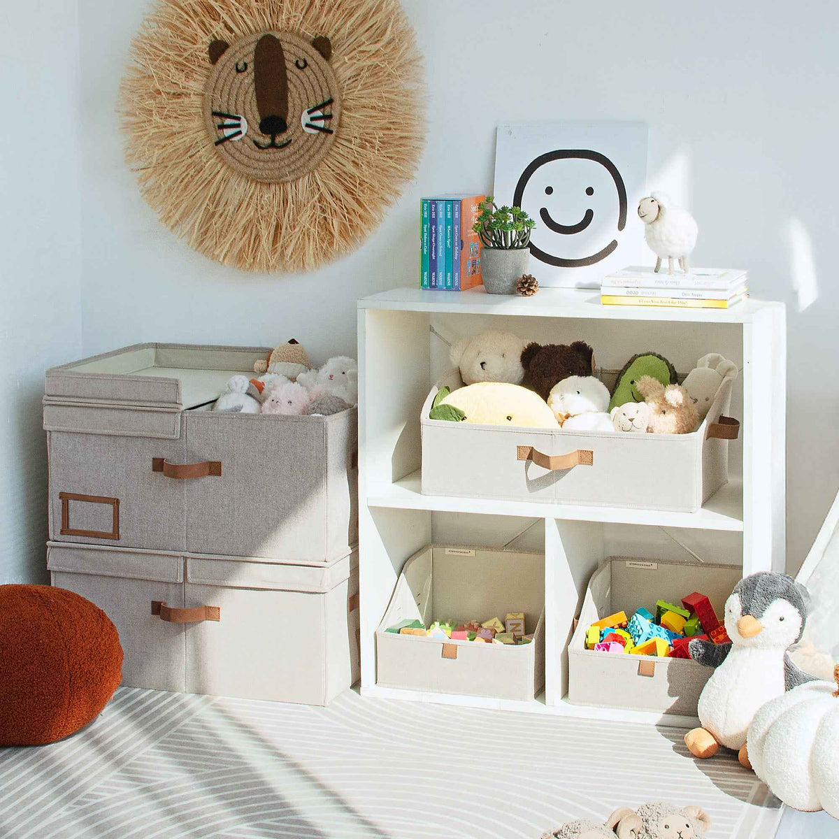 Extra Large Fabric Storage Bins with Lids, 55L
