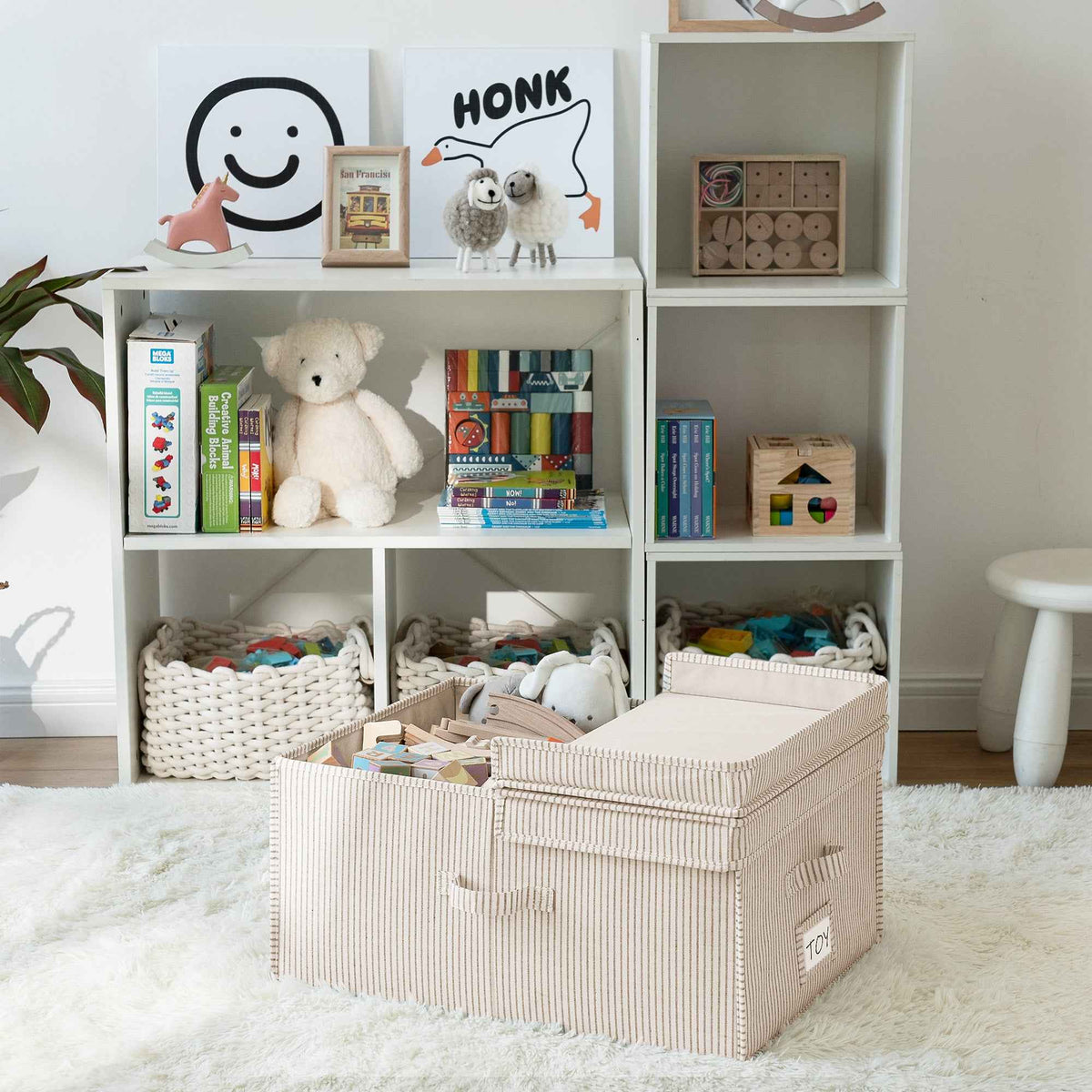 Extra Large Fabric Storage Bins with Lids, 55L