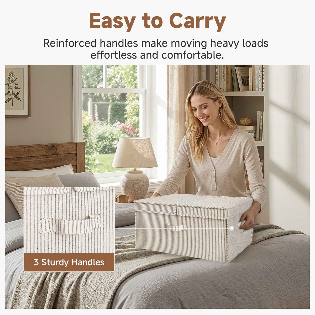Extra Large Fabric Storage Bins with Lids, 55L