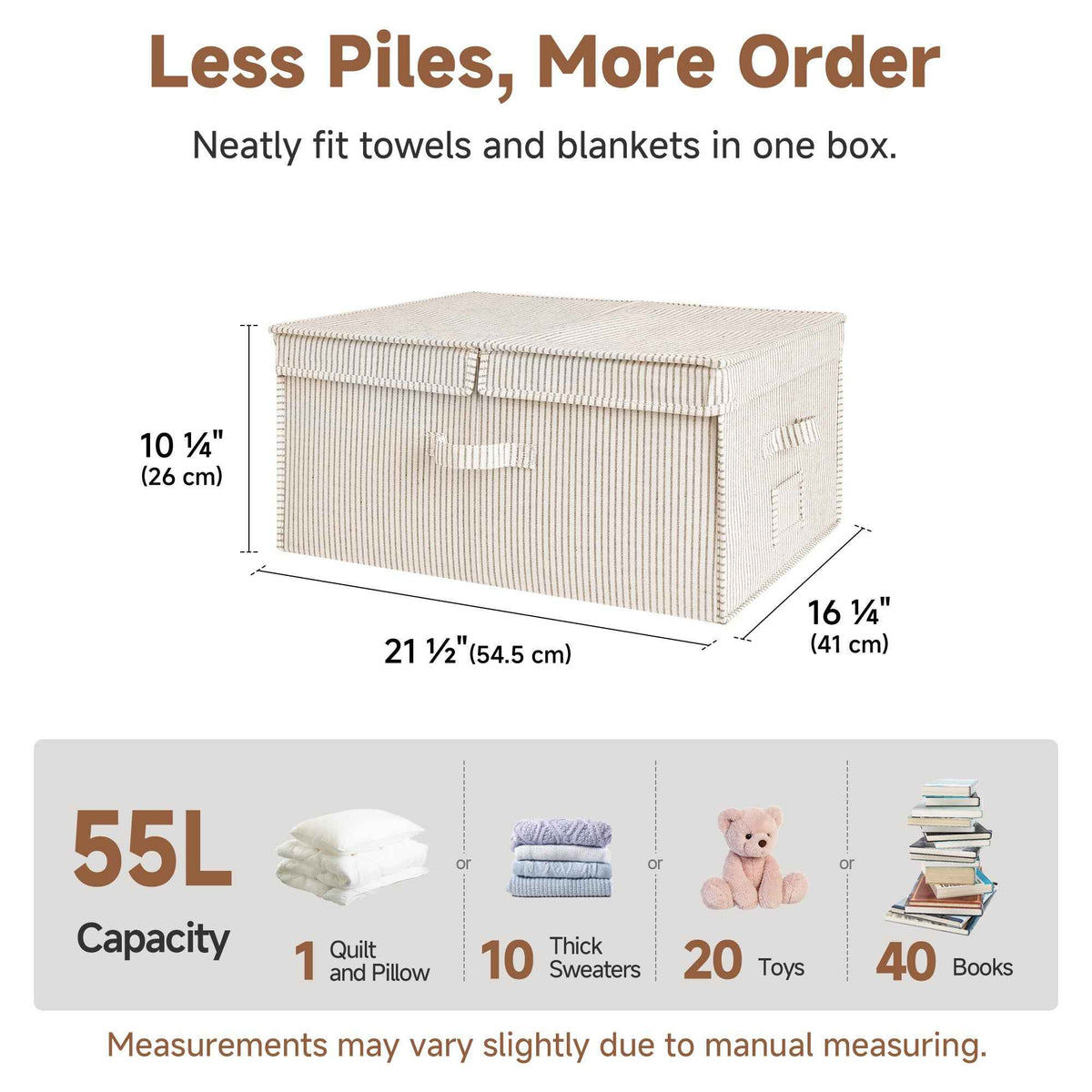 Extra Large Fabric Storage Bins with Lids, 55L
