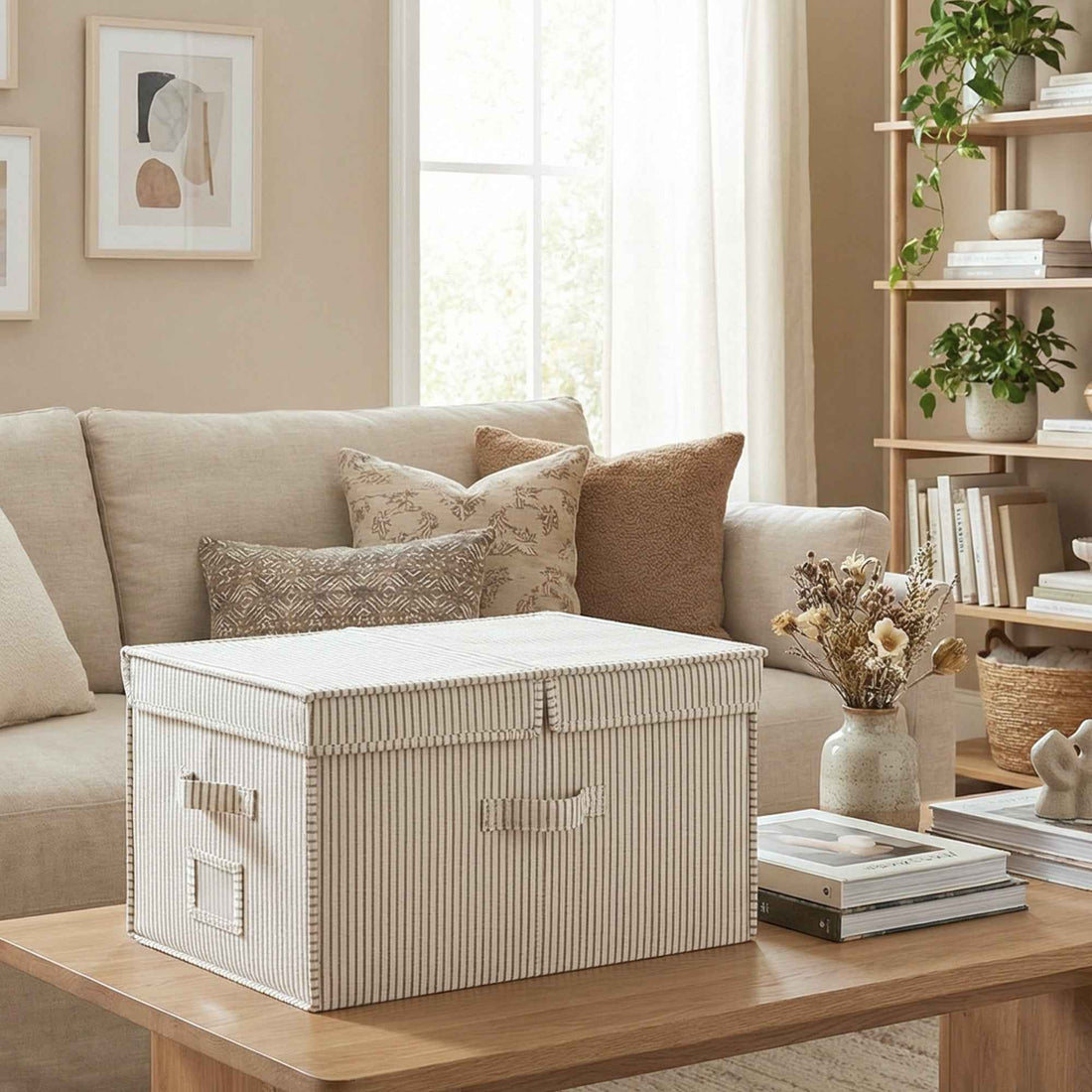Extra Large Fabric Storage Bins with Lids, 55L