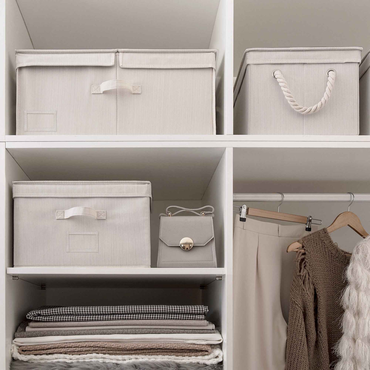 Extra Large Fabric Storage Bins with Lids, 55L