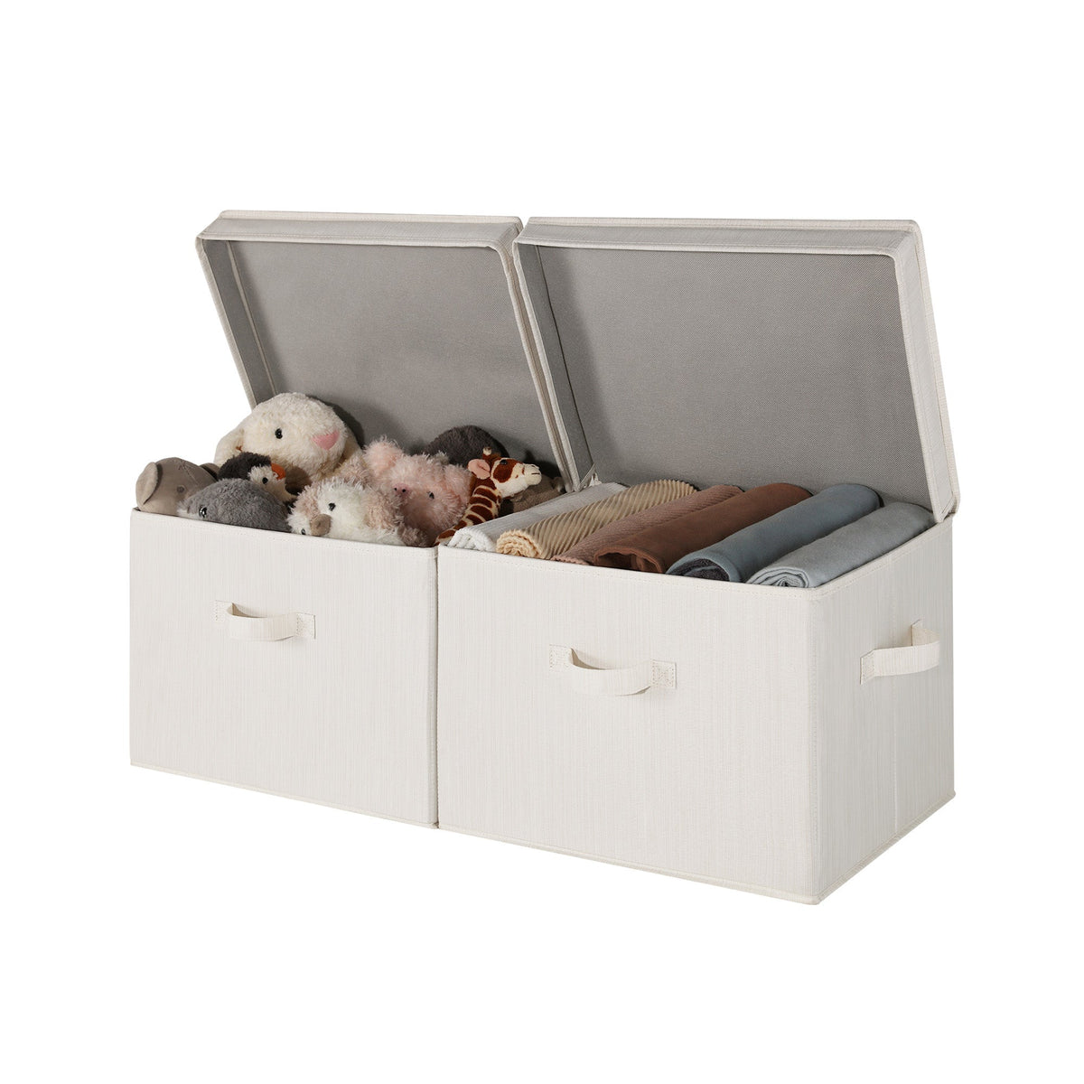 Fabric Storage Bins with Flip-Top Lids, Set of 2