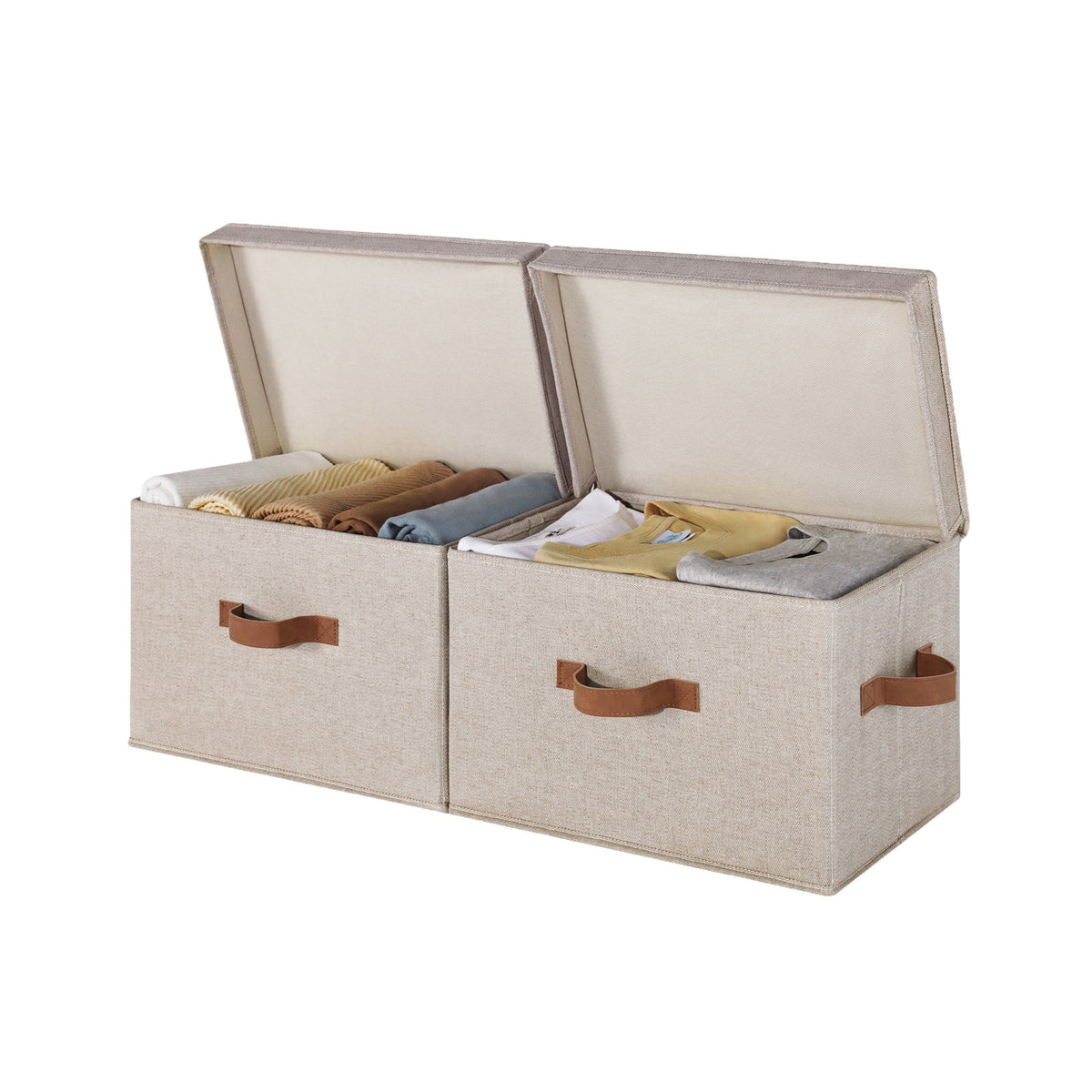 Fabric Storage Bins with Flip-Top Lids, Set of 2