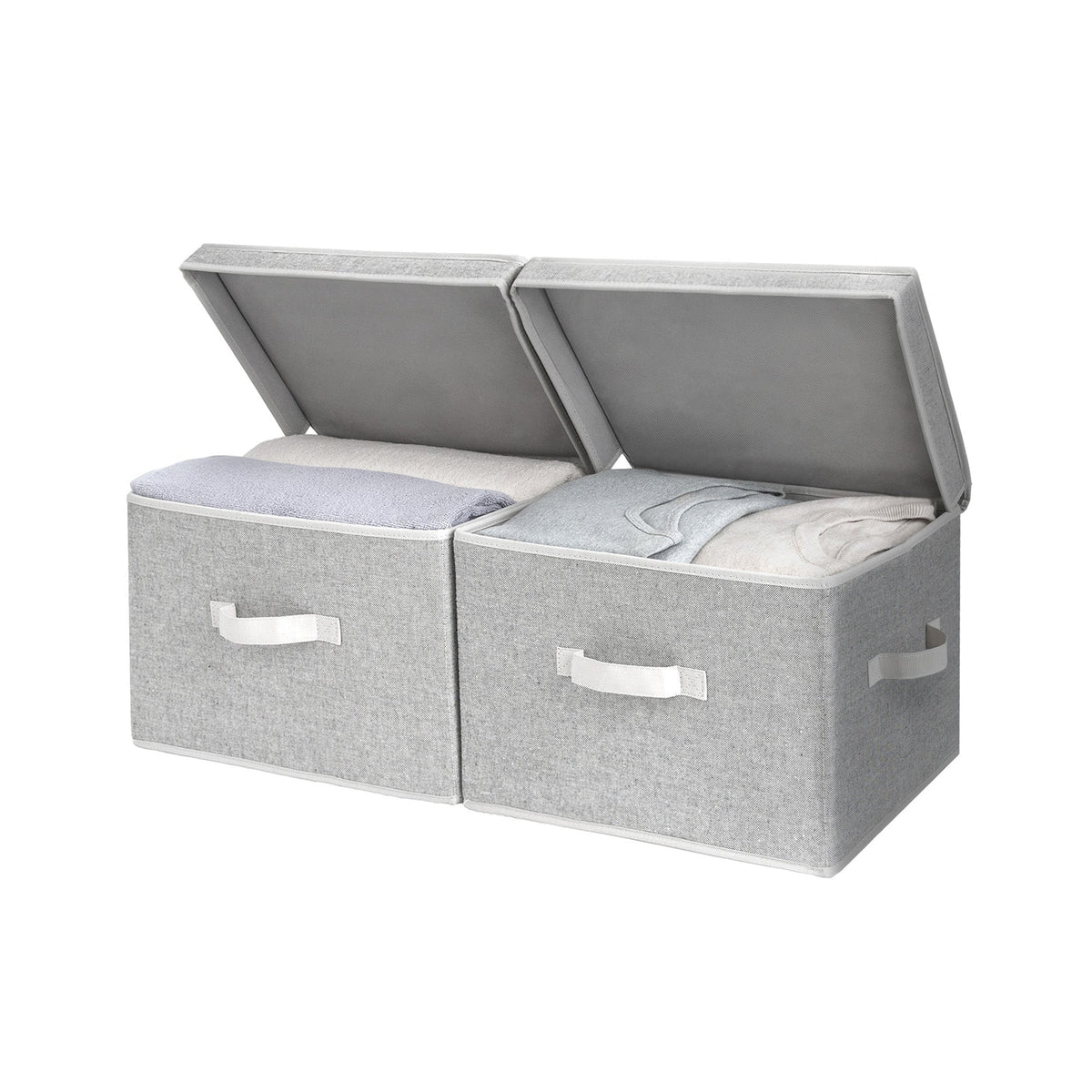 Fabric Storage Bins with Flip-Top Lids, Set of 2