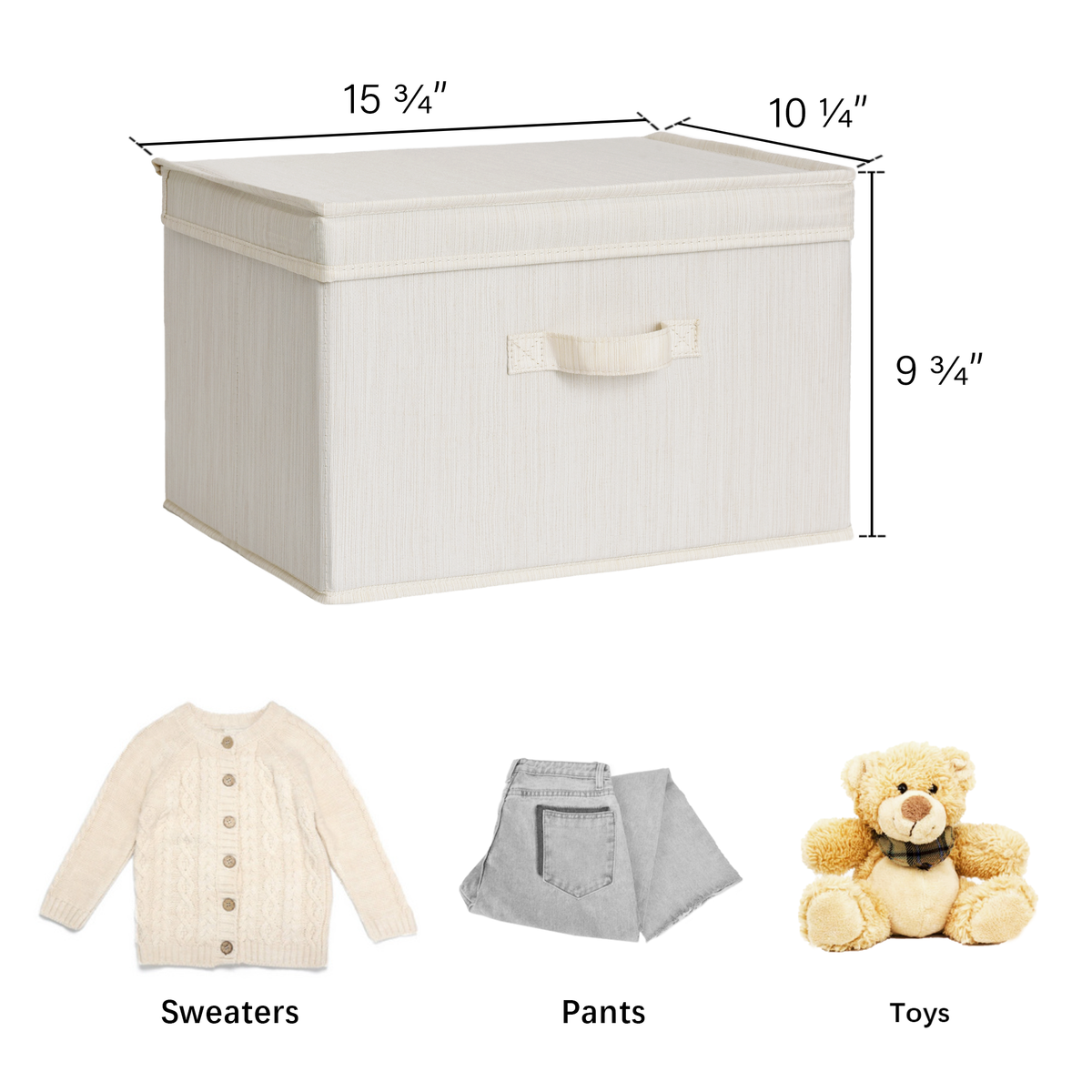Fabric Storage Bins with Flip-Top Lids, Set of 2