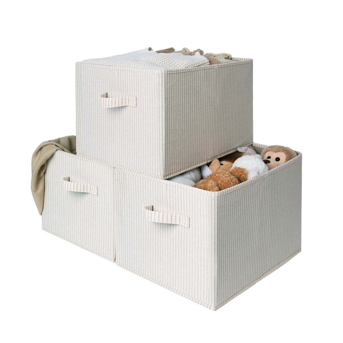 Fabric Storage Bins for Closet Shelves, Set of 3