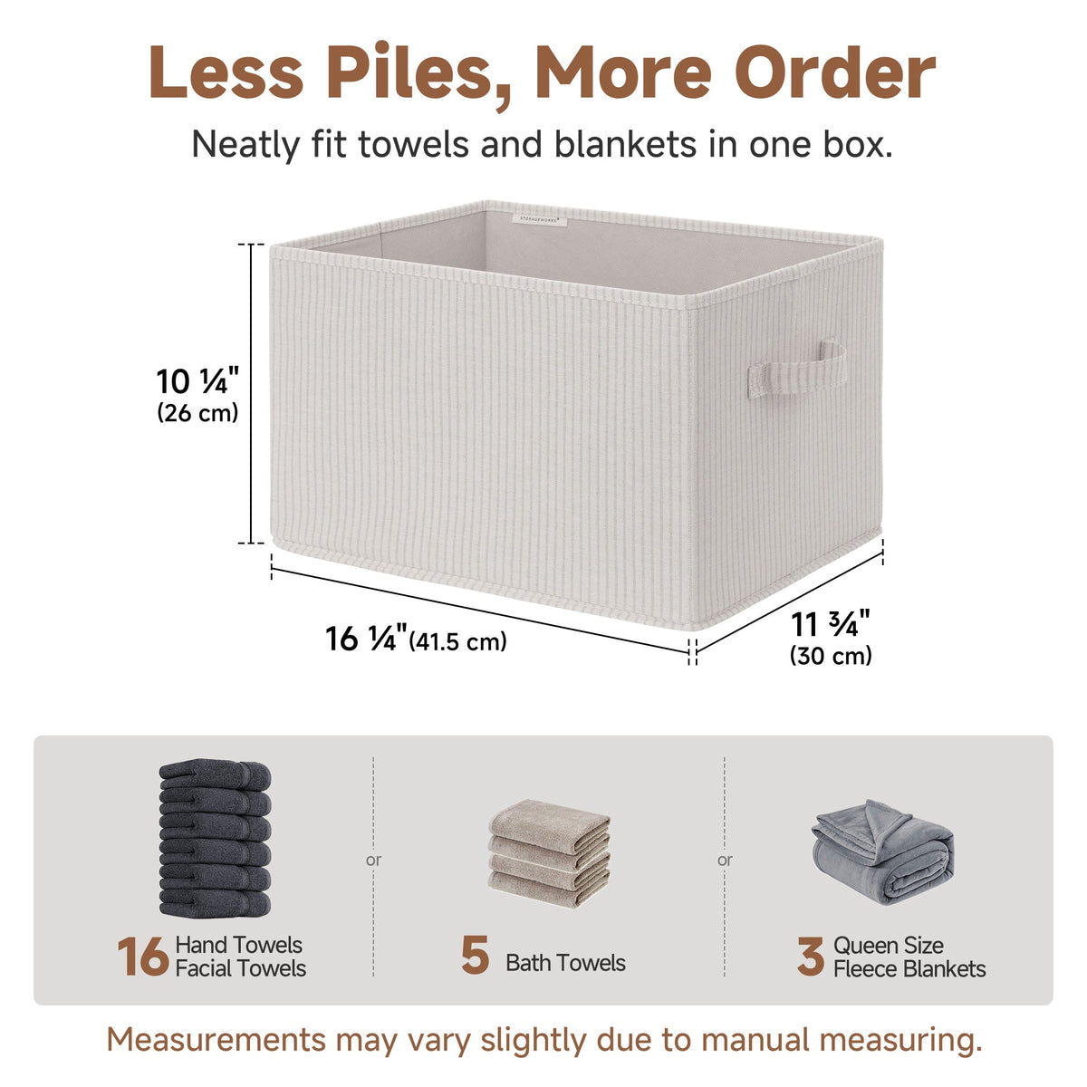 Fabric Storage Bins for Closet Shelves, Set of 3