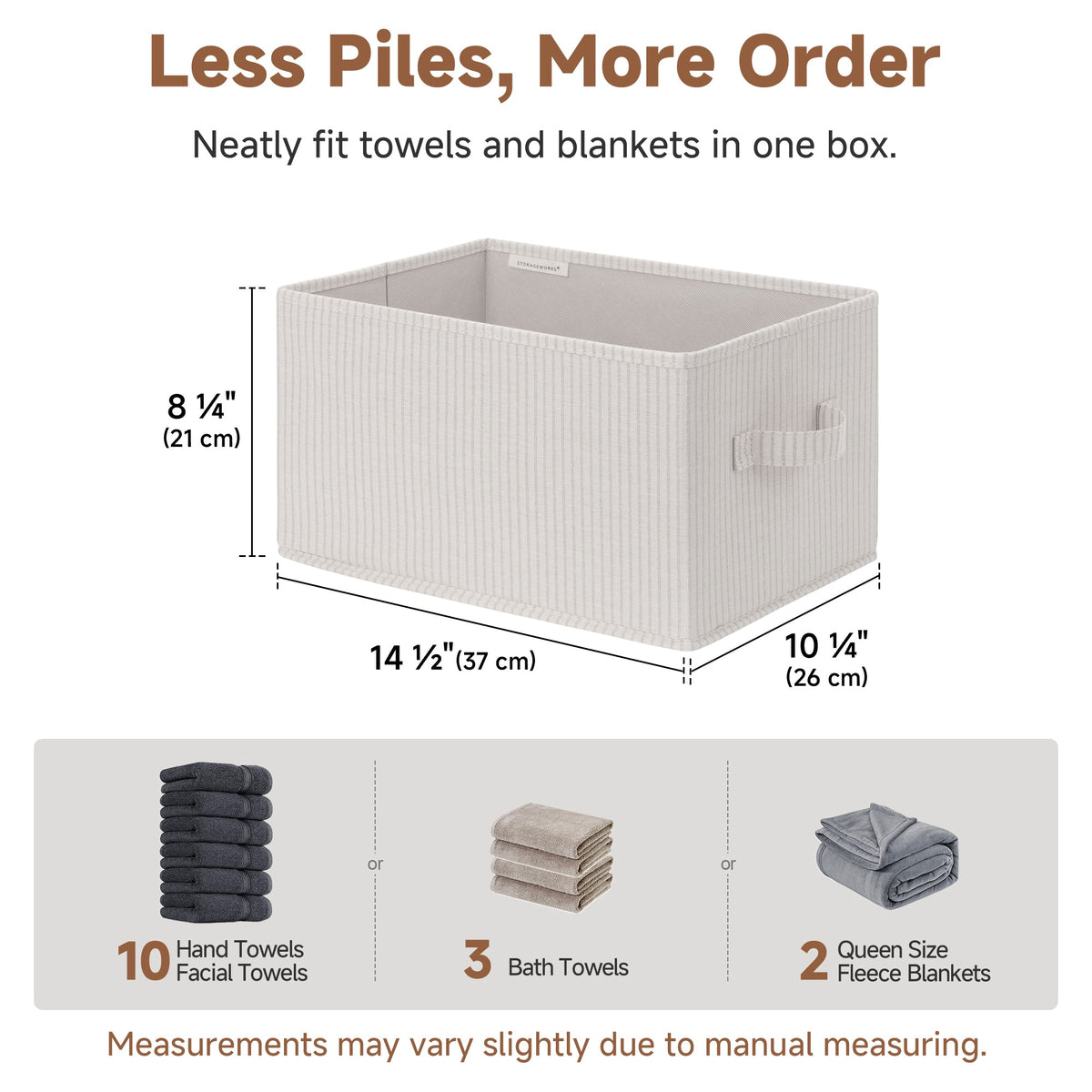 Fabric Storage Bins for Closet Shelves, Set of 3