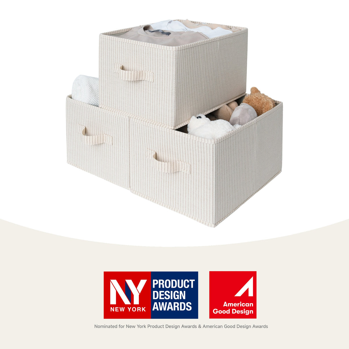 Fabric Storage Bins for Closet Shelves, Set of 3
