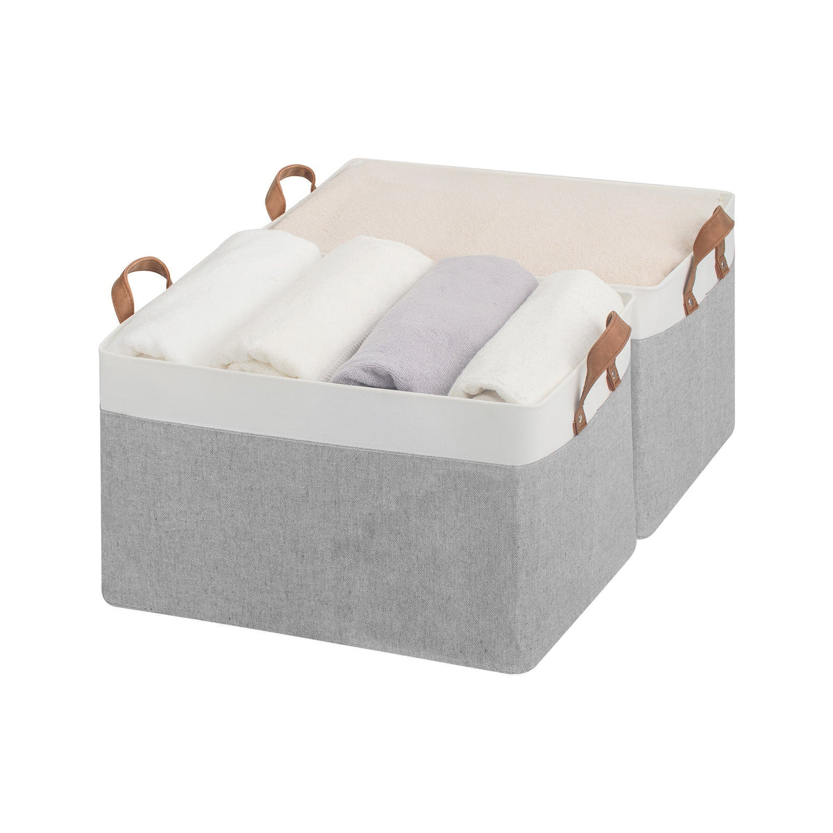 Two-Tone Closet Storage Bins with Handles, Set of 2